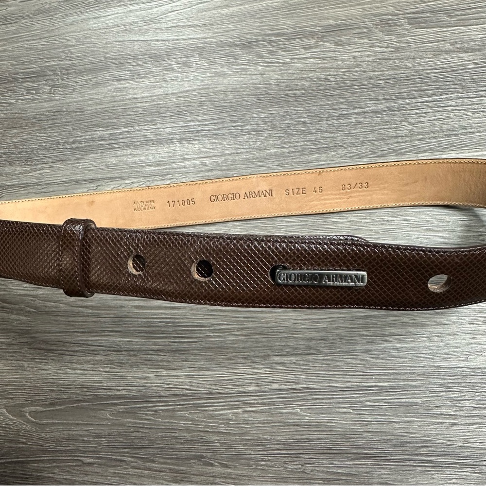 Giorgio Armani Textured Brown Leather Belt